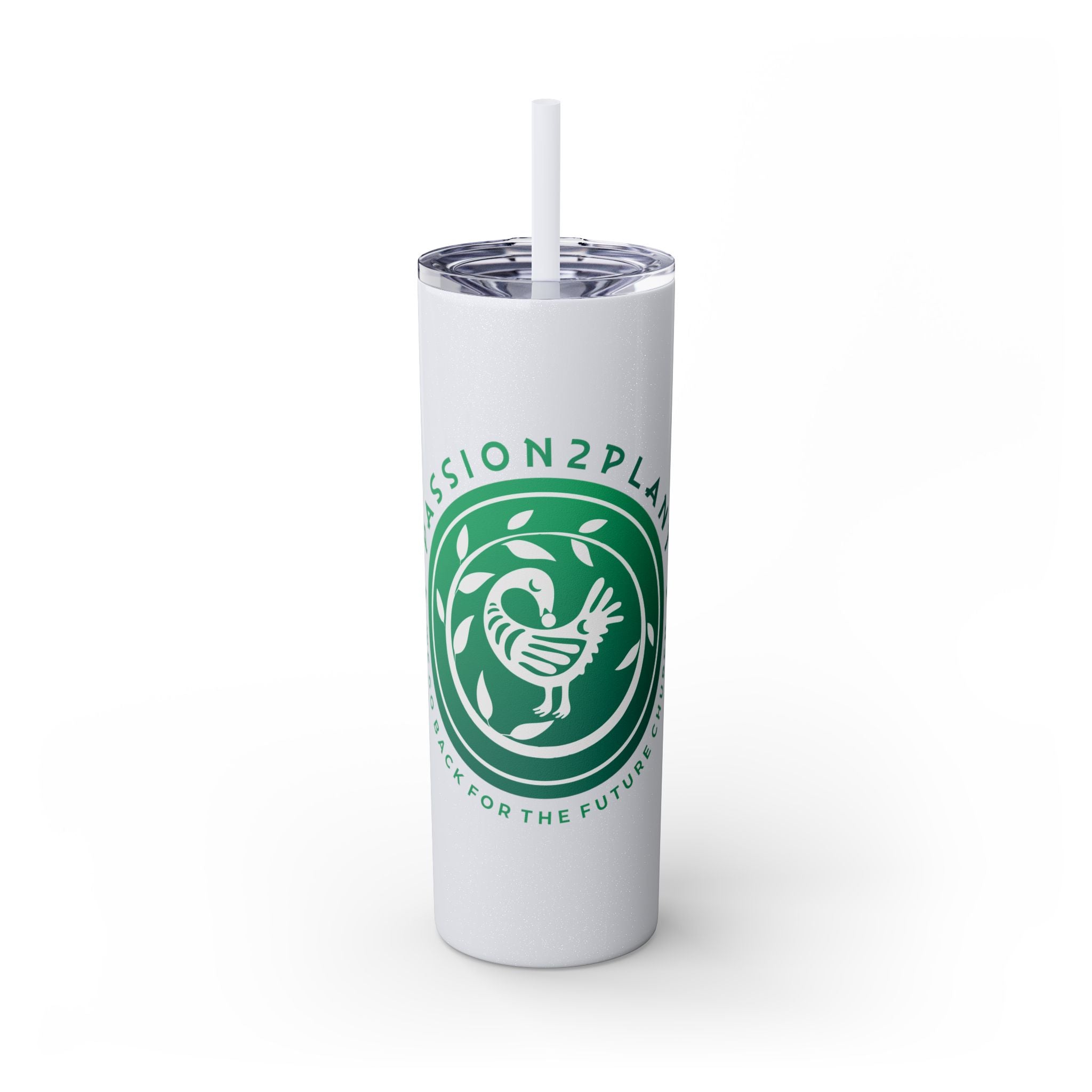 Skinny Tumbler - Passion2Plant Green Eco Logo 20oz Straw Cup