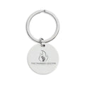 Engraved Stainless Steel Round Keychain — Fire Icon Personalized Keyring