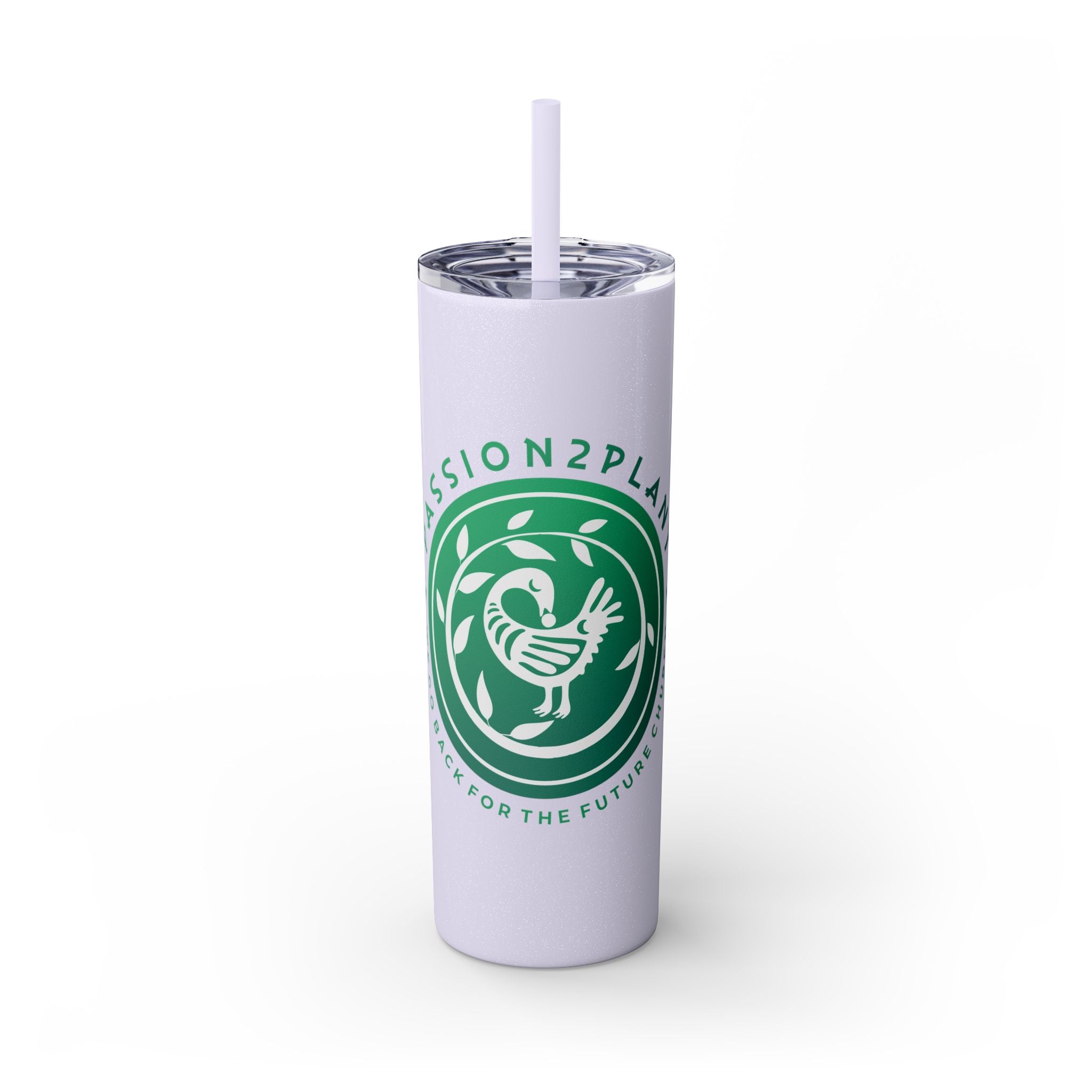 Skinny Tumbler - Passion2Plant Green Eco Logo 20oz Straw Cup