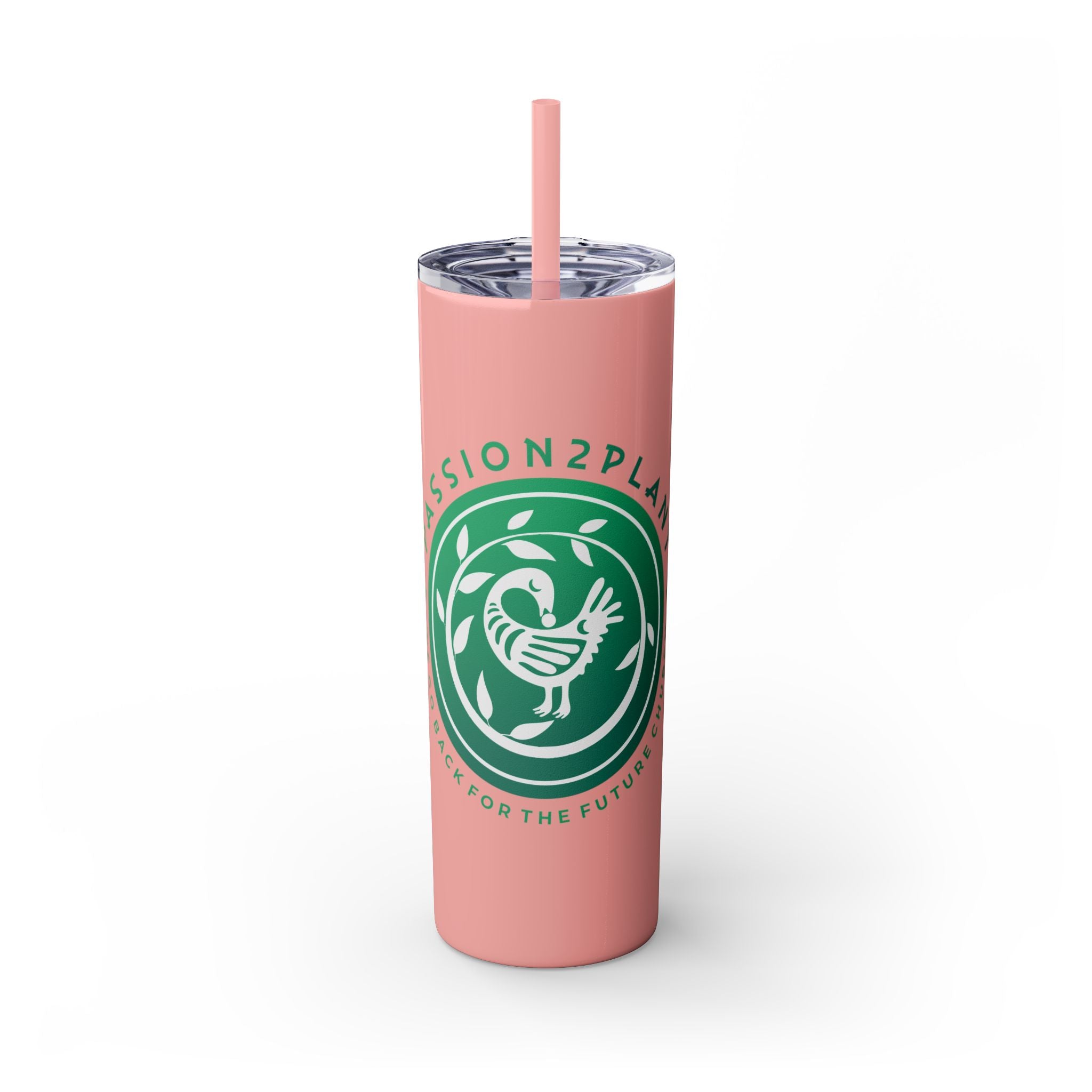 Skinny Tumbler - Passion2Plant Green Eco Logo 20oz Straw Cup
