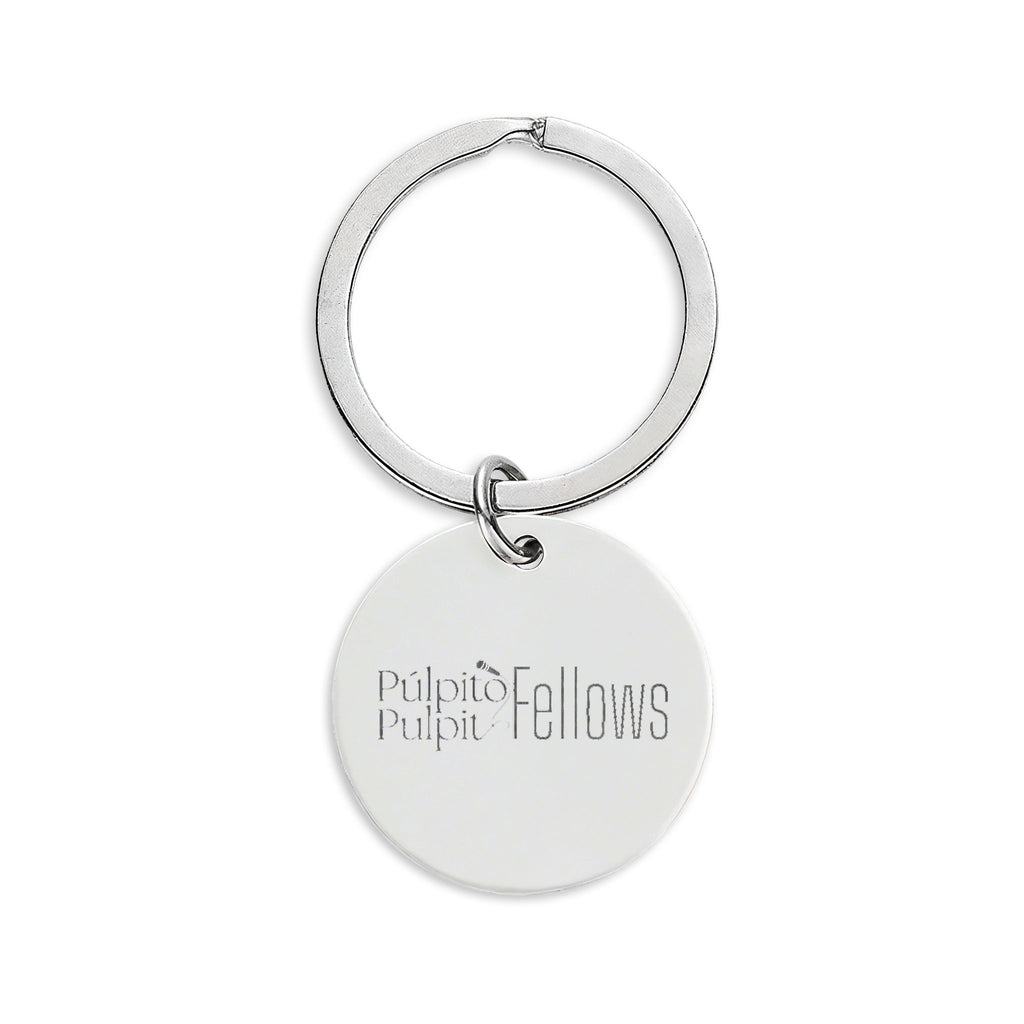 Engraved Stainless Steel Round Keychain — Customizable Name & Message
