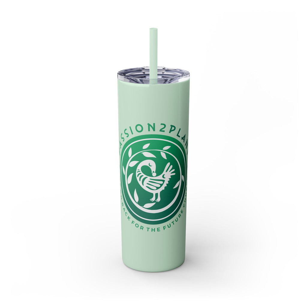 Skinny Tumbler - Passion2Plant Green Eco Logo 20oz Straw Cup