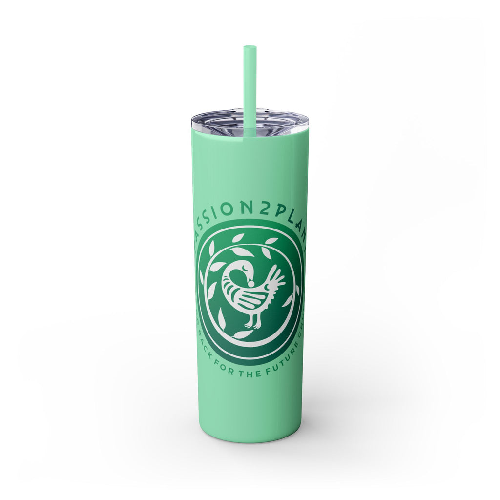 Skinny Tumbler - Passion2Plant Green Eco Logo 20oz Straw Cup