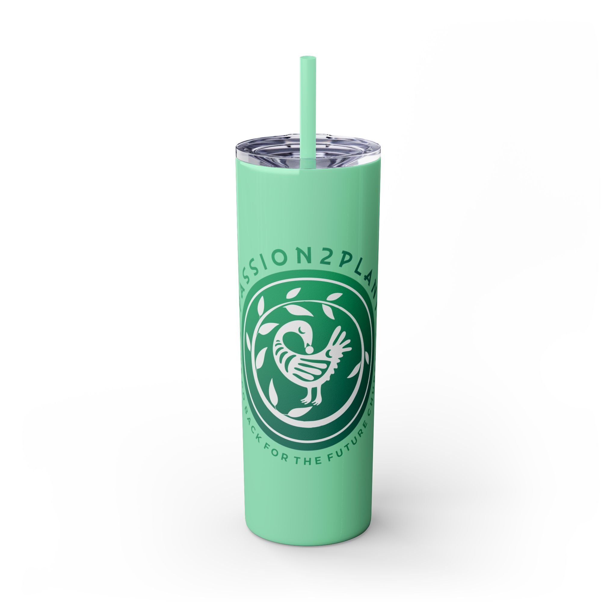Skinny Tumbler - Passion2Plant Green Eco Logo 20oz Straw Cup
