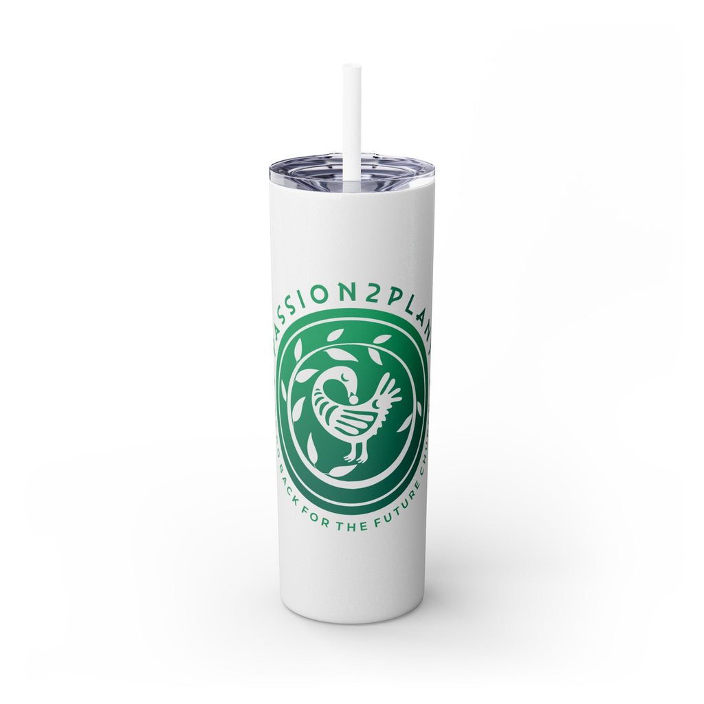 Skinny Tumbler - Passion2Plant Green Eco Logo 20oz Straw Cup