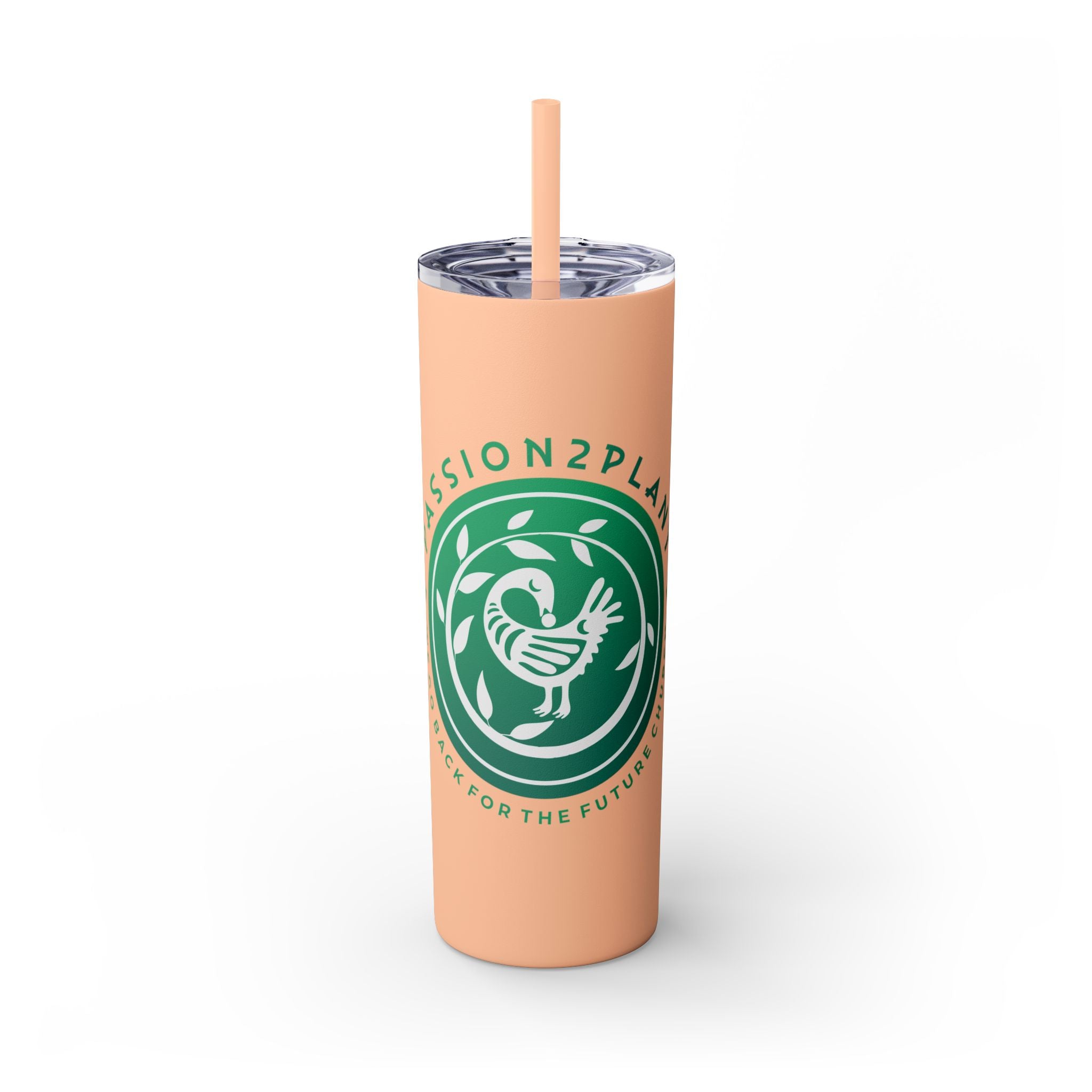 Skinny Tumbler - Passion2Plant Green Eco Logo 20oz Straw Cup