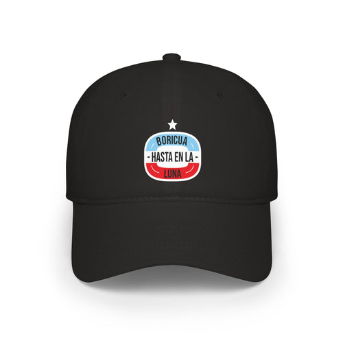 Boricua Hasta En La Luna Embroidered Low-Profile Baseball Cap