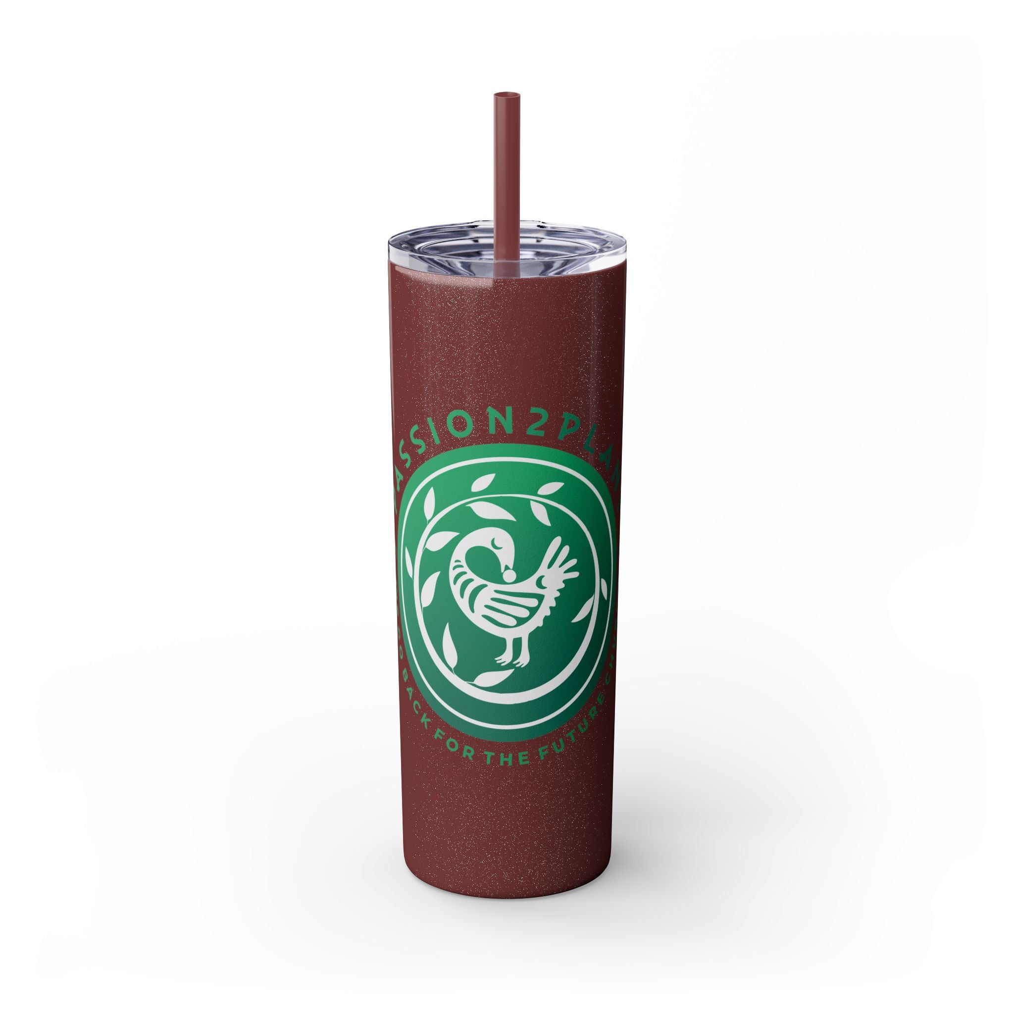 Skinny Tumbler - Passion2Plant Green Eco Logo 20oz Straw Cup